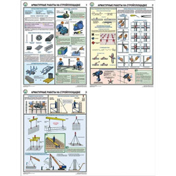 Комплект плакатов Арматурные работы на стройплощадке (3 листа, A3, лам.)