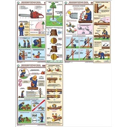 Комплект плакатов Бензомоторная пила. Безопасность работ на лесосеке (3 листа, A3, лам.)