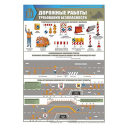 Комплект плакатов Дорожные работы. Требования безопасности (2 листа, A3, лам.)