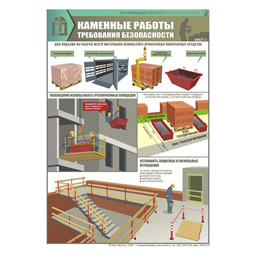 Комплект плакатов Каменные работы. Требования безопасности (2 листа, A3, лам.)