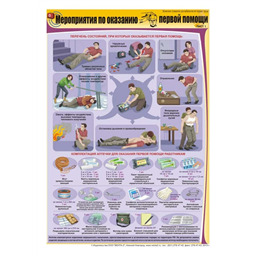 Комплект плакатов Мероприятия по оказанию первой помощи (2 листа, A3, лам.)