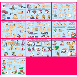 Комплект плакатов Первая помощь при чрезвычайных ситуациях (10 листов, А3)