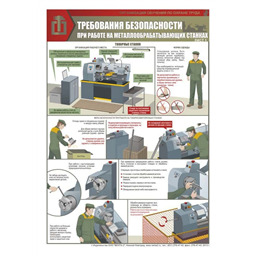 Комплект плакатов Работы на металлообрабатывающих станках. Требования безопасности (3 листа, A3, лам.)