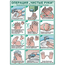 Плакат Операция Чистые руки (гигиеническая обработка рук) (A3, лам.)