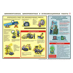 Плакат Шиномонтажные, шиноремонтные и вулканизационные работы (A3, лам.)